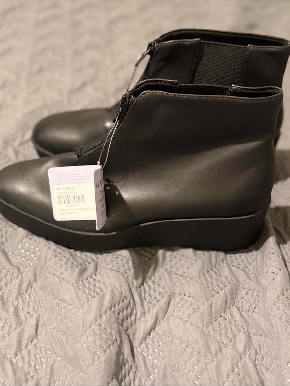 AEROSOLES Black Wedge Ankle Bootie with Inner Side Zipper